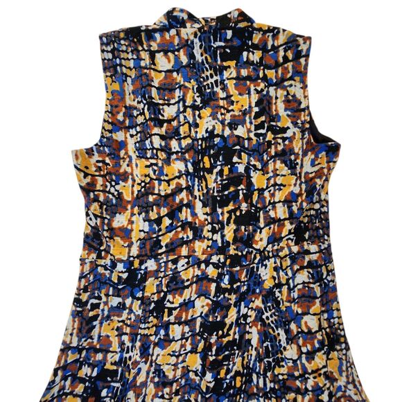 Jones New York Collection Blue Orange Abstract Print Sleeveless Midi Dress Sz L - Picture 5 of 11